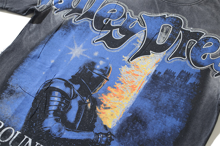 Gothic Script Knight Castle Bound By Fate Forged In Fire Text Double Print Oversized Washed Tee 29288356