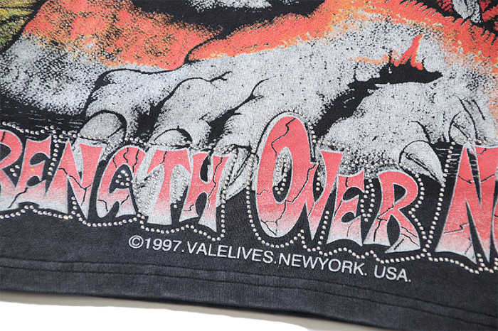 Dog With Bone Strength Over Noise Text Single Side Print Oversized Washed Tee 29288353