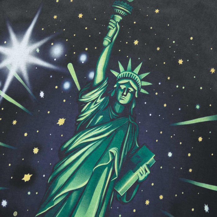 New York Night City Statue Of Liberty Starry Sky Where Dreams Never Sleep Double Sided Print Oversized Washed Tee 29288556