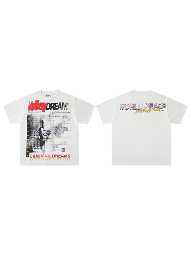 World Peace Graphic Double Sided Print Oversized Washed Tee 29288360