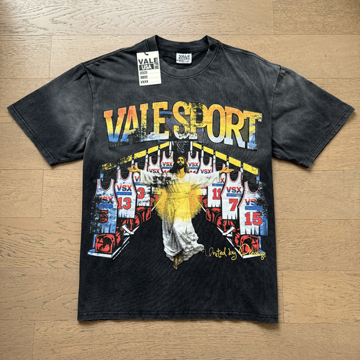 Gradient Letter Jesus Basketball Jersey Locker Room Front Only Print Washed Tee 29288351