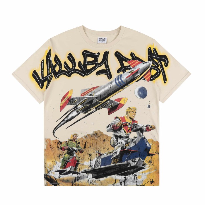 Bling Rhinestone Top Graffiti Font Vintage Space Rocket Rider Full Front Print Washed Tee 2 colors 29305180
