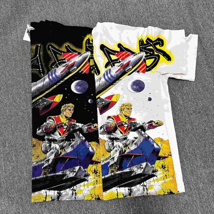 Bling Rhinestone Top Graffiti Font Vintage Space Rocket Rider Full Front Print Washed Tee 2 colors 29305180