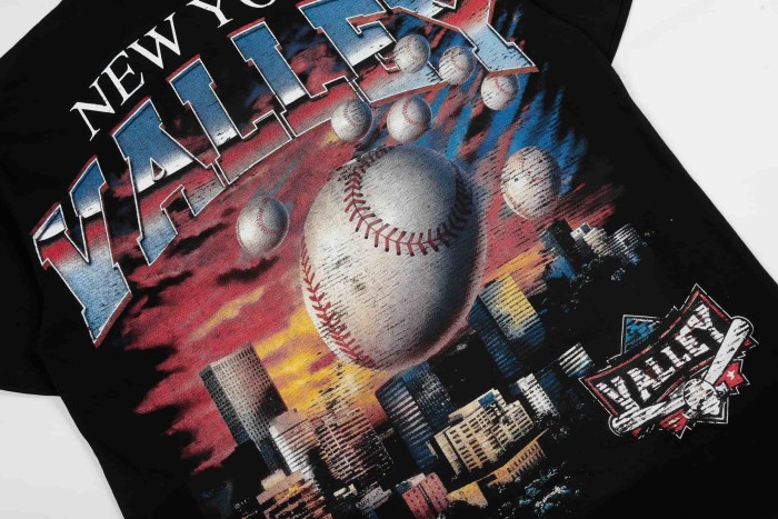 Vintage Baseball Full Print Gradient 3D Letter Front Batter Back New York City Print Tee 29305195