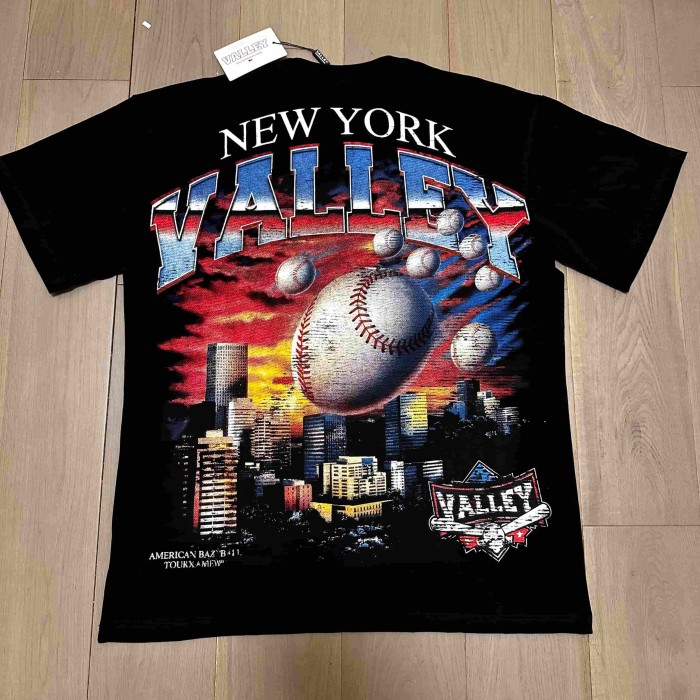 Vintage Baseball Full Print Gradient 3D Letter Front Batter Back New York City Print Tee 29305195