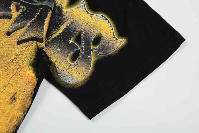 Vintage Crack Print Graffiti Letter Destroyed Statue Liberty UFO Desert Front Print Washed Tee 2 colors 29305188