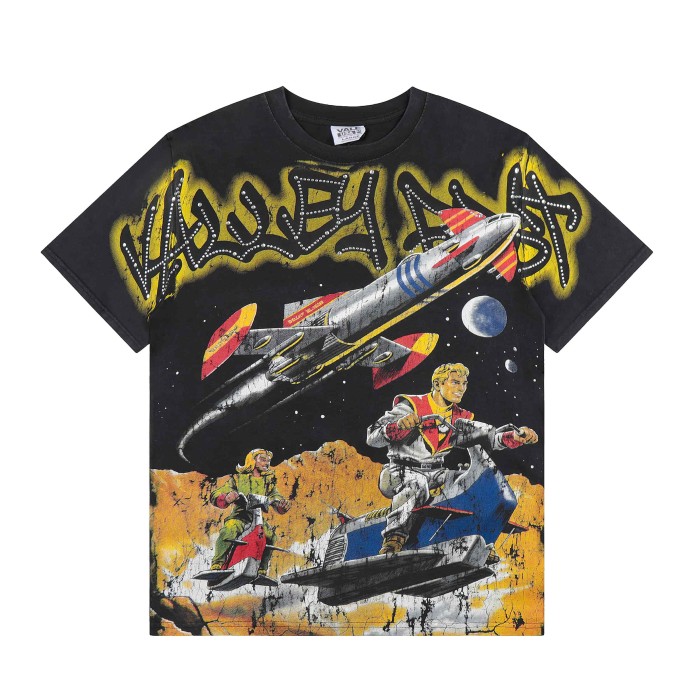 Bling Rhinestone Top Graffiti Font Vintage Space Rocket Rider Full Front Print Washed Tee 2 colors 29305180