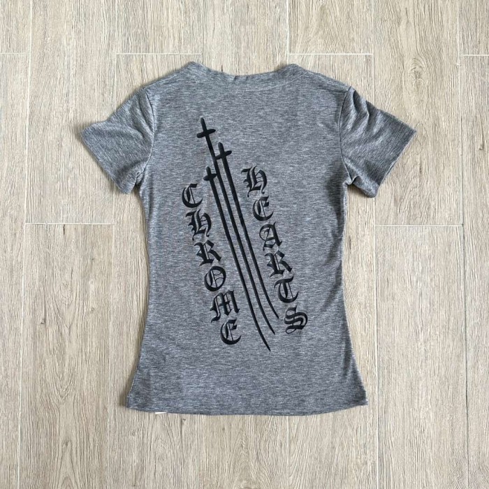 1:1 quality version Sanskrit Sword Print On Back V Neck Tee for girls 29306367