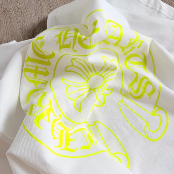 1:1 quality version Back Fluorescent Yellow-Green Horseshoe Cross Print Tee 2 colors 29306217