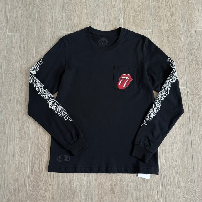 1:1 quality version Rolling Stones Collab Red Big Tongue Print Long Sleeve T-Shirt 29306216