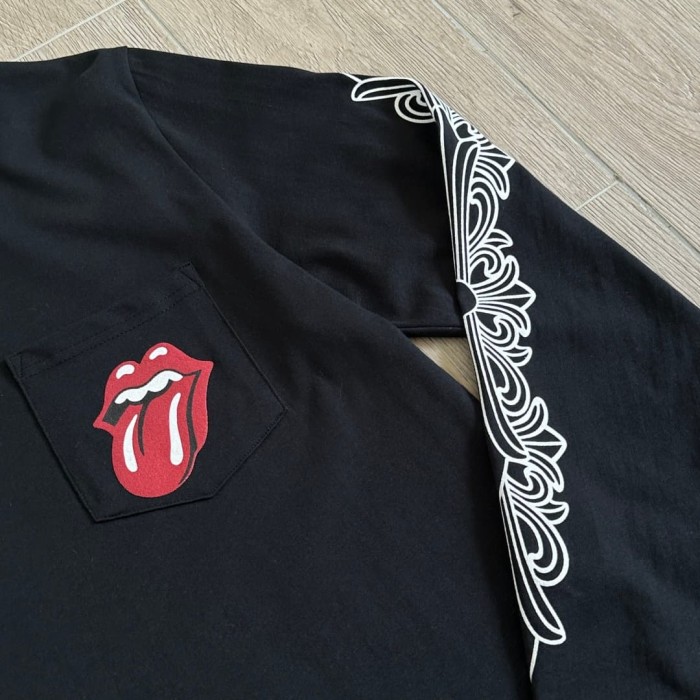 1:1 quality version Rolling Stones Collab Red Big Tongue Print Long Sleeve T-Shirt 29306216