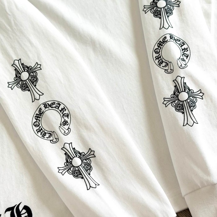 1:1 quality version Cross Sanskrit Scroll Print Long Sleeve T-Shirt 2 colors 29306222