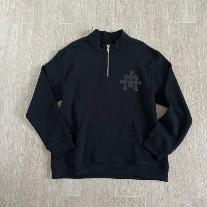 1:1 quality version Triple Cross Leather Patch Half Zip Sweatshirt 29306316