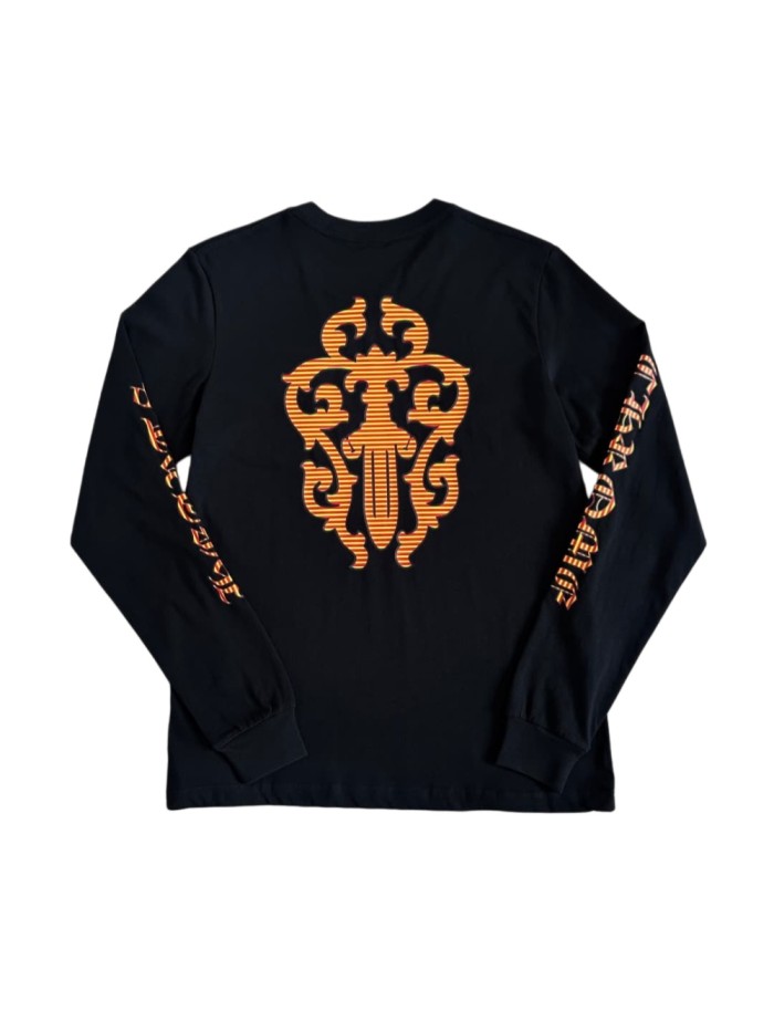 1:1 quality version Sword Vine Stripe Color Block Sanskrit Print Long Sleeve T-Shirt 29306221
