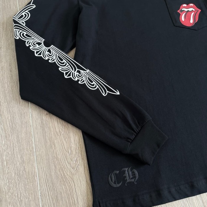 1:1 quality version Rolling Stones Collab Red Big Tongue Print Long Sleeve T-Shirt 29306216