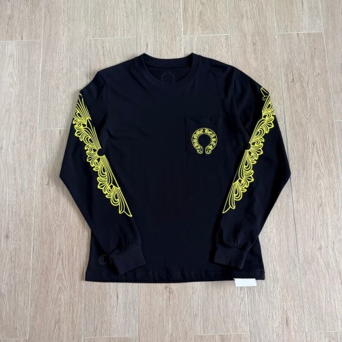 1:1 quality version Back Fluorescent Yellow-Green Horseshoe Print Long Sleeve T-Shirt 2 colors 29306218