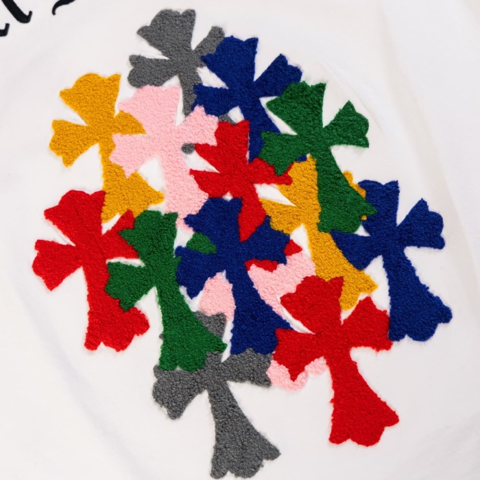1:1 quality version Small Multi Color Cross Patch Back Cluster Colorful Cross Chenille Embroidery Gothic Letter  T-shirt 2 colors 29306549