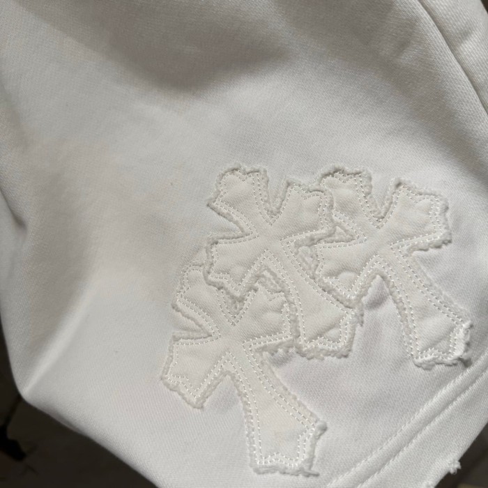 Gothic Streetwear Raw Edge Applique Cross Embroidery Elastic Drawstring Baggy Sweat Shorts 2 colors 29306483