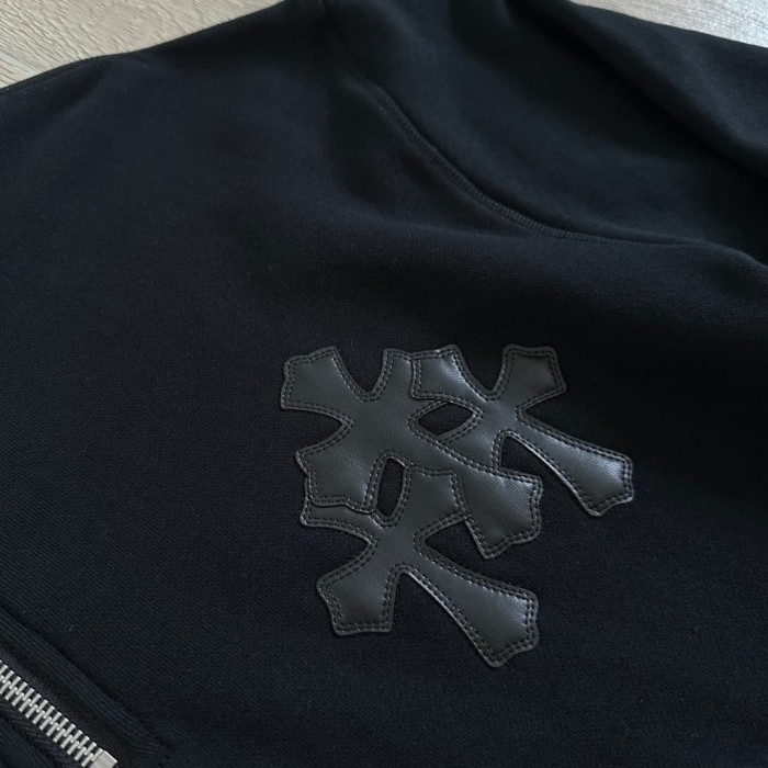 1:1 quality version Triple Cross Leather Patch Half Zip Sweatshirt 29306316