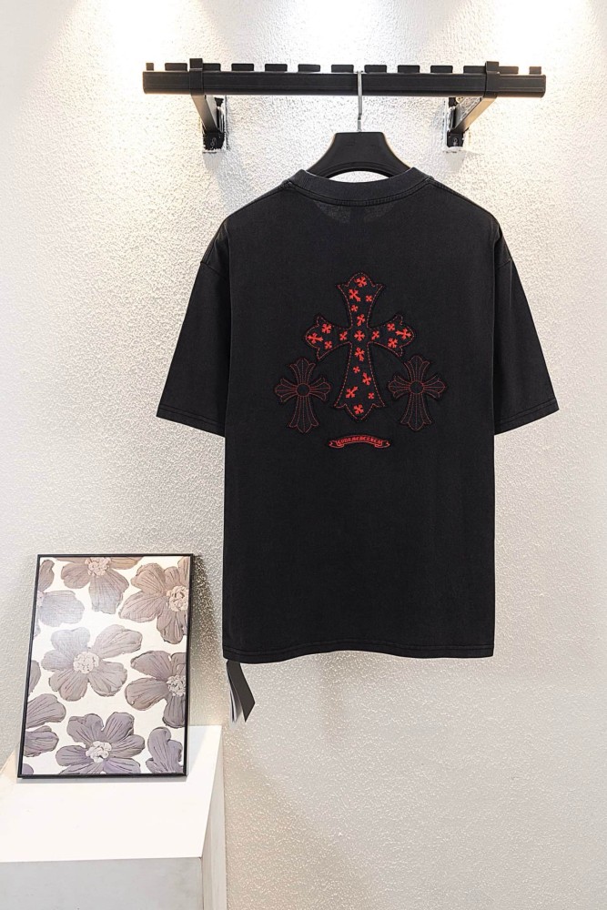 1:1 quality version Small Chest Red Cross Patch Embroidery Vintage Washed  T-shirt 2 colors 29306525
