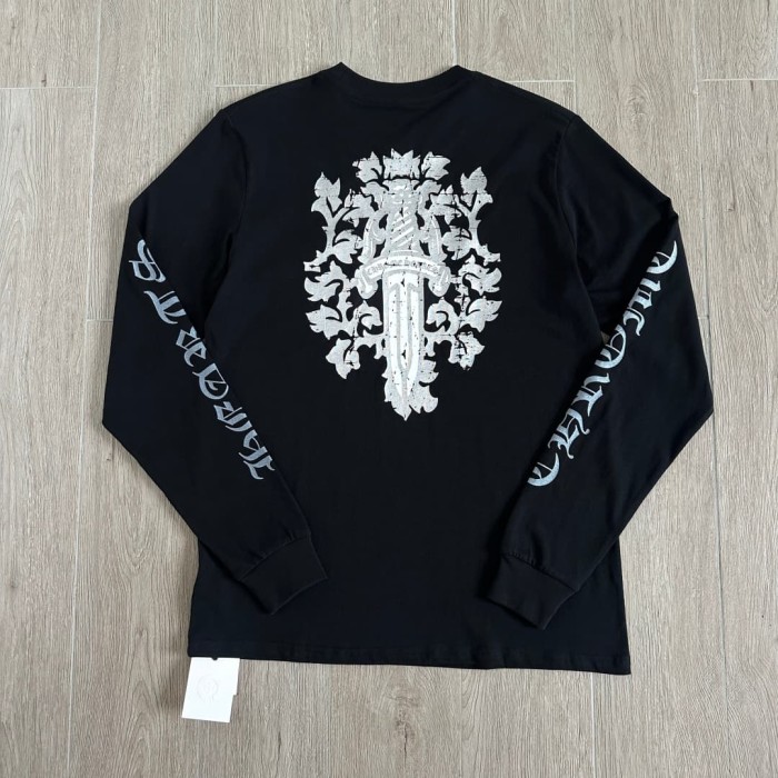 1:1 quality version Sword Vine Sanskrit Silver Foil Glitter Long Sleeve T-Shirt 2 colors 29306219