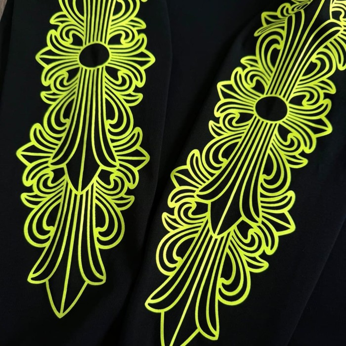 1:1 quality version Back Fluorescent Yellow-Green Horseshoe Print Long Sleeve T-Shirt 2 colors 29306218