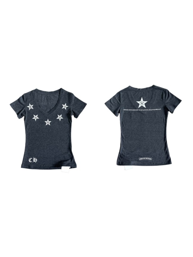 1:1 quality version Pentagram Sanskrit Slogan V Neck Print Tee for girls 29306366
