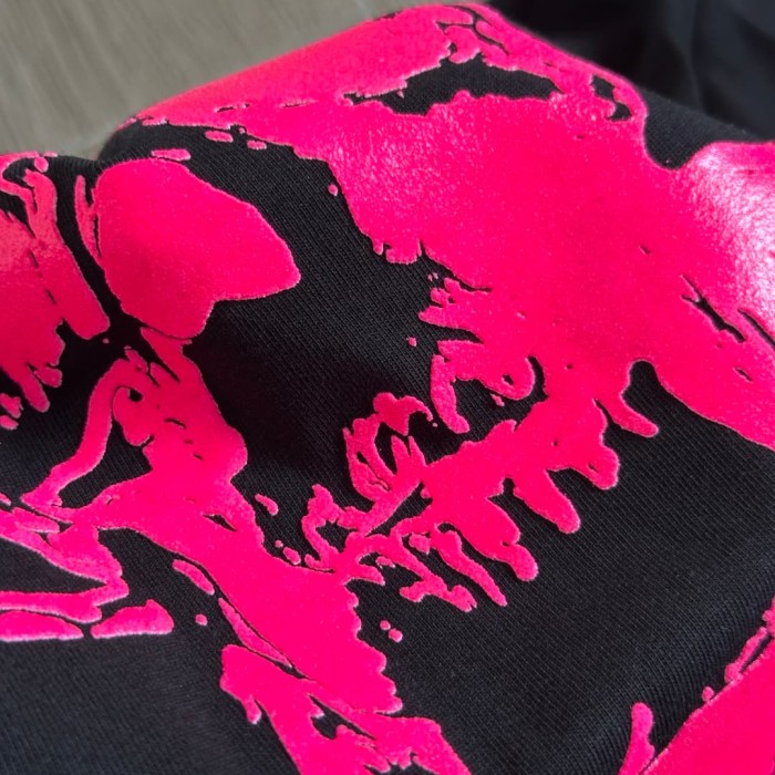 1:1 quality version Fluorescent Pink Skull Print Tee 2 colors 29306212