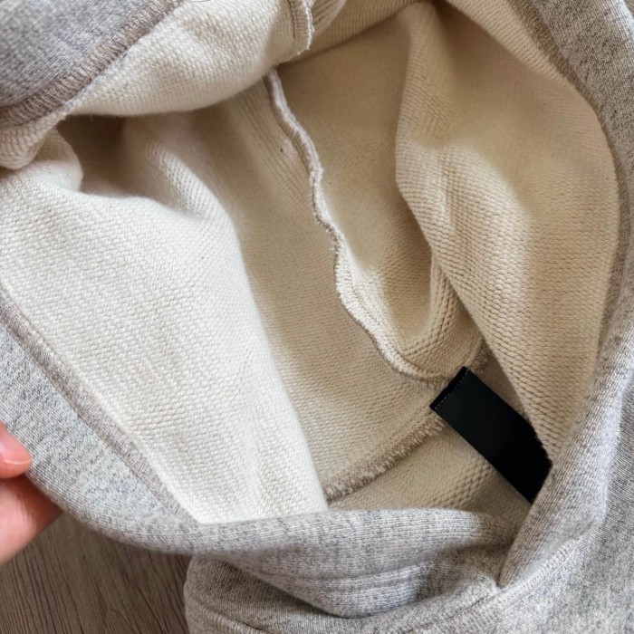 1:1 quality version Triple Cross Patch Embroidery Grey Flocking Hoodie 29306317