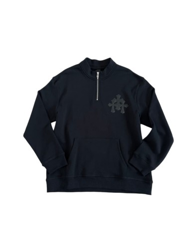 1:1 quality version Triple Cross Leather Patch Half Zip Sweatshirt 29306316