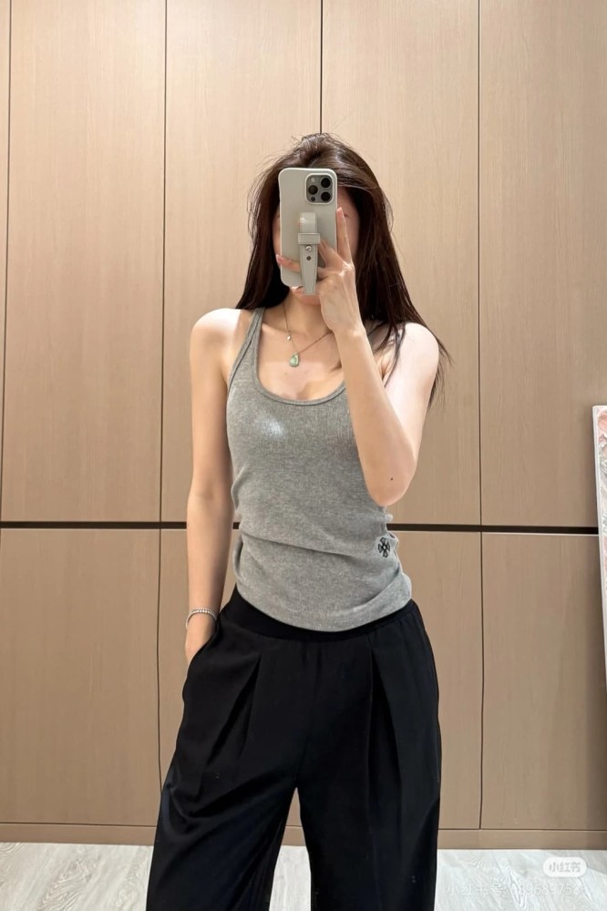 1:1 quality version Cross Flower Embroidery Knit Cami Top 3 colors 29306376