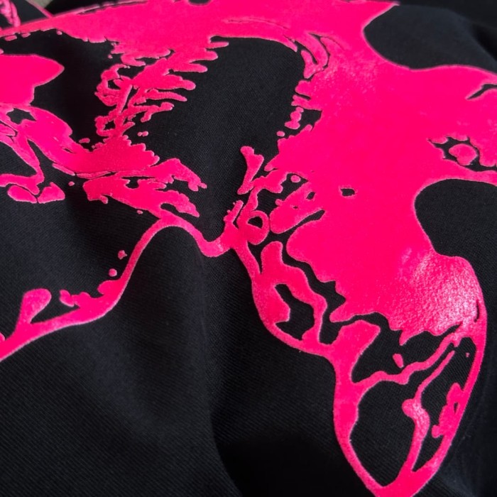 1:1 quality version Fluorescent Pink Skull Print Tee 2 colors 29306212