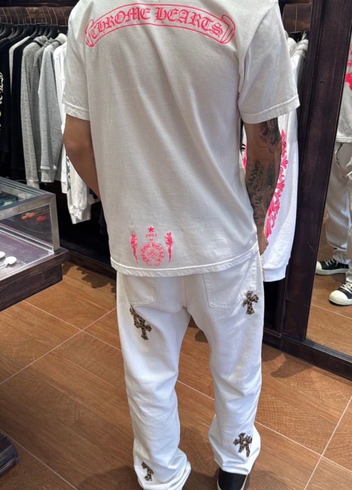 1:1 quality version Fluorescent Pink Skull Print Tee 2 colors 29306212