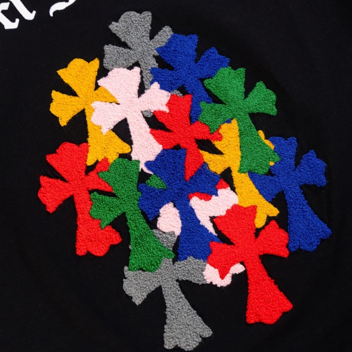 1:1 quality version Small Multi Color Cross Patch Back Cluster Colorful Cross Chenille Embroidery Gothic Letter  T-shirt 2 colors 29306549