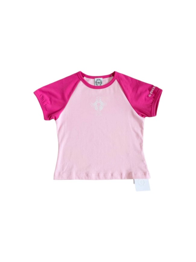 1:1 quality version Chest Cross Raglan Sleeve Sweet Hot Girl Group Style Print Tee 29306359