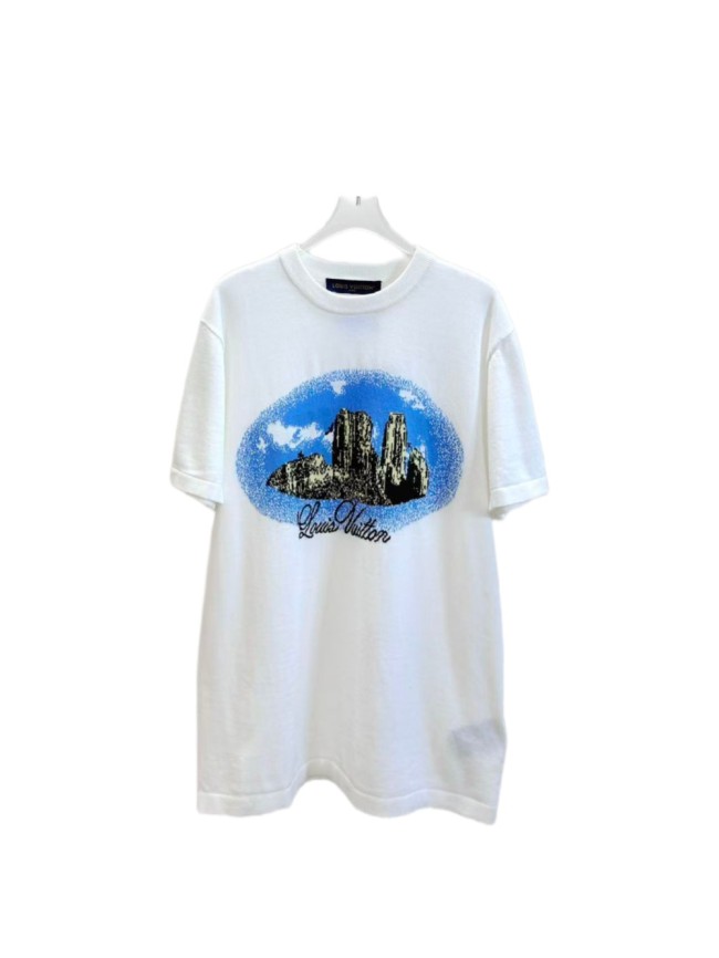 1:1 quality version Crayon Hand Drawn Landscape Print Tee 29306279
