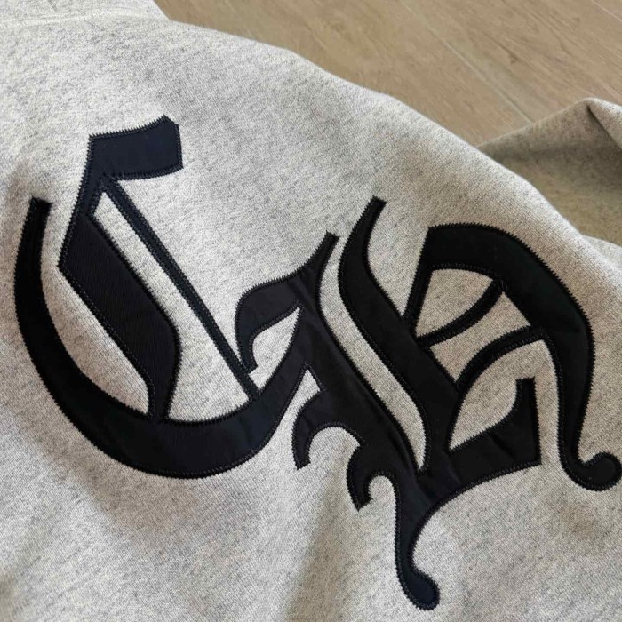 1:1 quality version Triple Cross Patch Embroidery Grey Flocking Hoodie 29306317