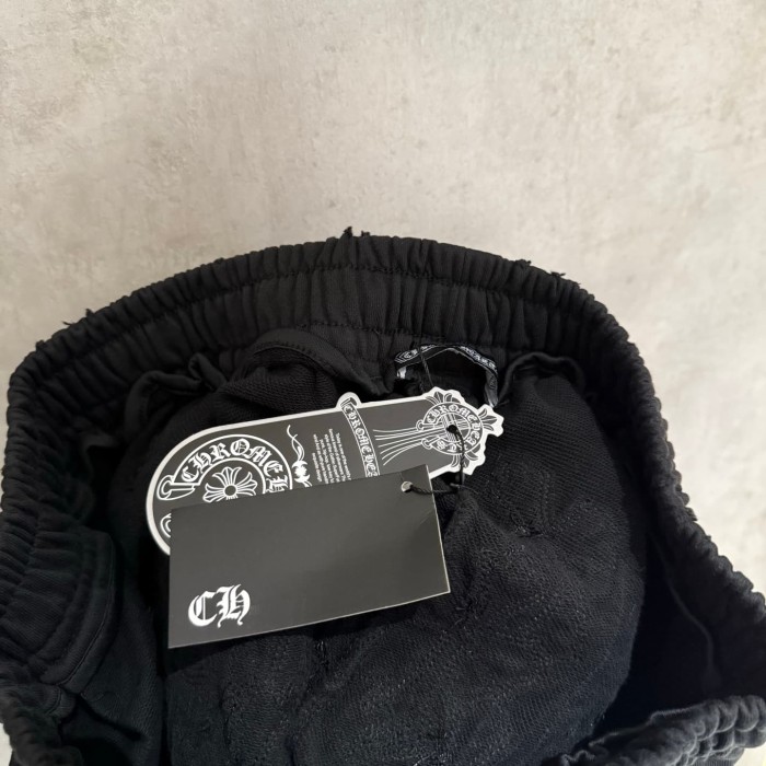 Gothic Streetwear Raw Edge Applique Cross Embroidery Elastic Drawstring Baggy Sweat Shorts 2 colors 29306483
