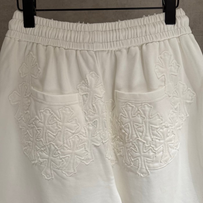 Gothic Streetwear Raw Edge Applique Cross Embroidery Elastic Drawstring Baggy Sweat Shorts 2 colors 29306483