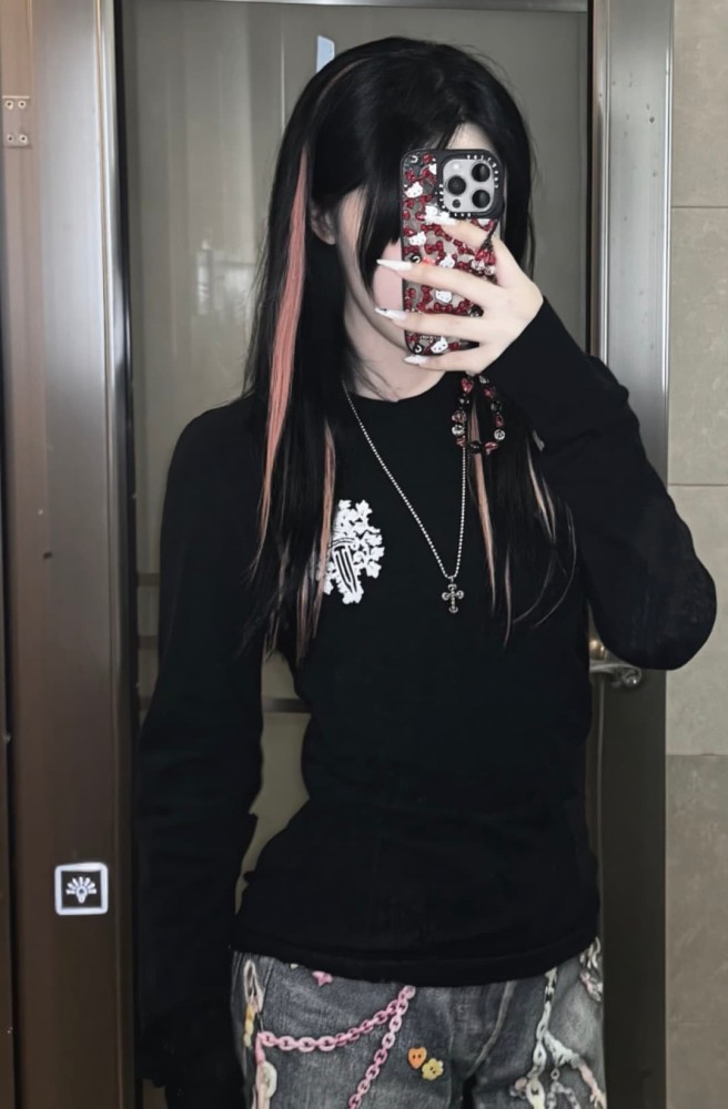 1:1 quality version Sword Vine Waffle Print Long Sleeve T-Shirt 2 colors 29306220