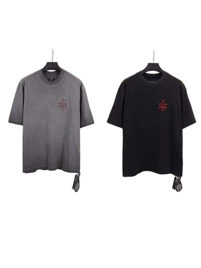 1:1 quality version Small Chest Red Cross Patch Embroidery Vintage Washed  T-shirt 2 colors 29306525
