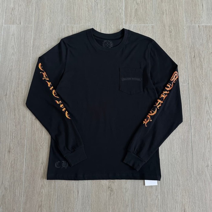 1:1 quality version Sword Vine Stripe Color Block Sanskrit Print Long Sleeve T-Shirt 29306221