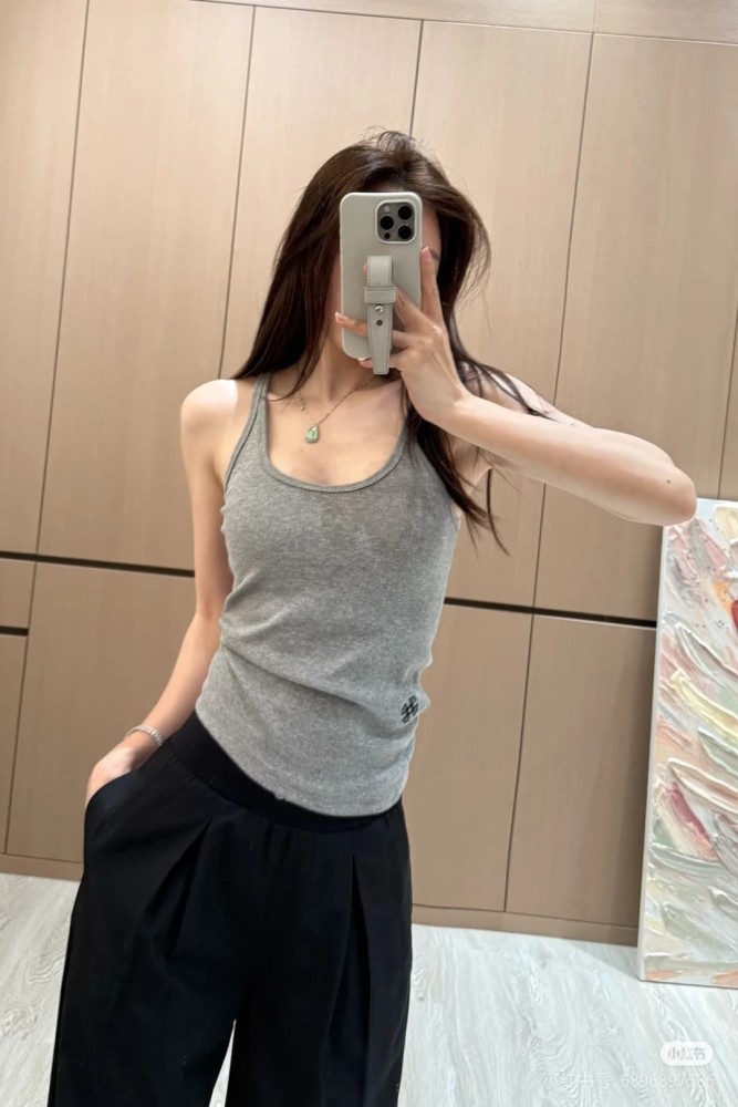 1:1 quality version Cross Flower Embroidery Knit Cami Top 3 colors 29306376