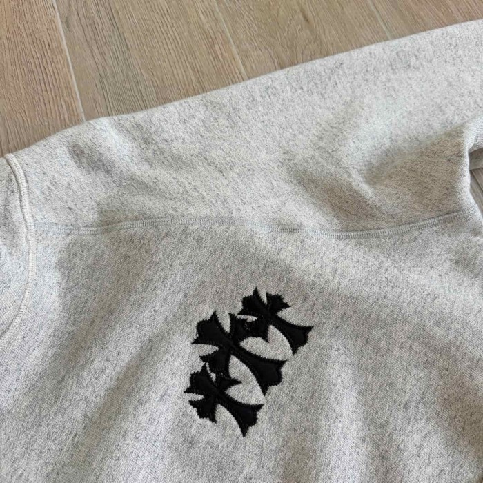 1:1 quality version Triple Cross Patch Embroidery Grey Flocking Hoodie 29306317
