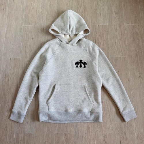 1:1 quality version Triple Cross Patch Embroidery Grey Flocking Hoodie 29306317