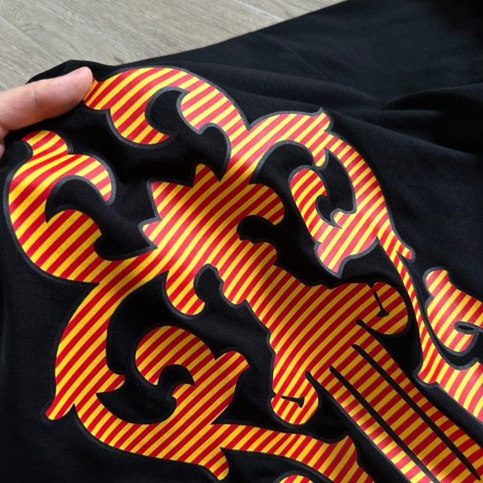 1:1 quality version Sword Vine Stripe Color Block Sanskrit Print Long Sleeve T-Shirt 29306221