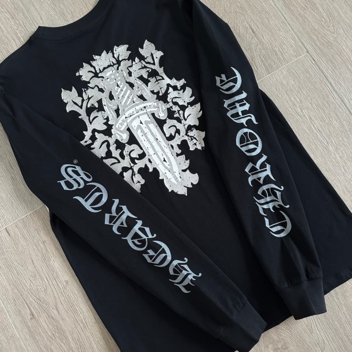 1:1 quality version Sword Vine Sanskrit Silver Foil Glitter Long Sleeve T-Shirt 2 colors 29306219