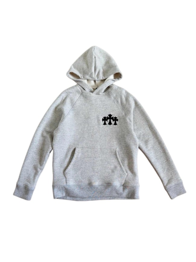 1:1 quality version Triple Cross Patch Embroidery Grey Flocking Hoodie 29306317