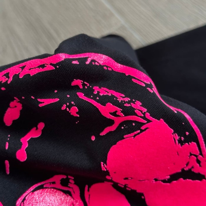 1:1 quality version Fluorescent Pink Skull Print Tee 2 colors 29306212