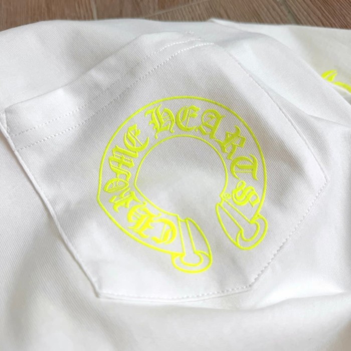 1:1 quality version Back Fluorescent Yellow-Green Horseshoe Print Long Sleeve T-Shirt 2 colors 29306218